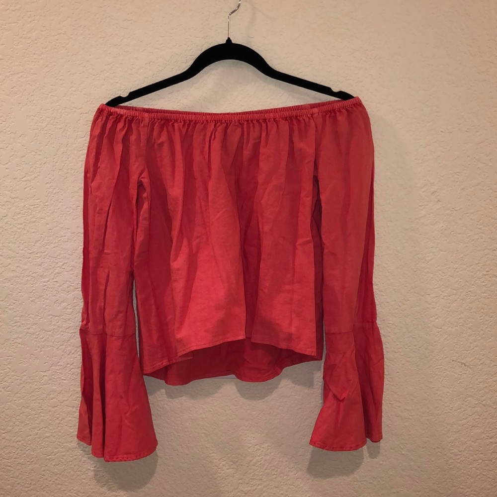 Buffalo David Bitton coral salmon linen blouse XS